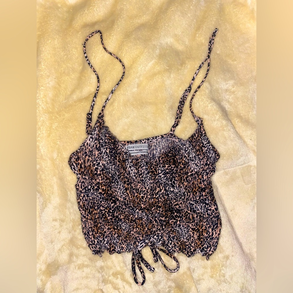 Cropped tank top, sinches in front, cheetah print, size small, urban outfitters